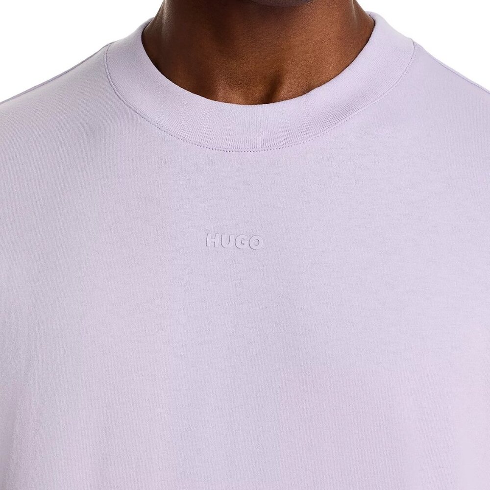 Hugo Boss Men's HUGO Dapolino Logo SS Crew T-Shirt Cotton Jersey Solid Lavender - Picture 2 of 5